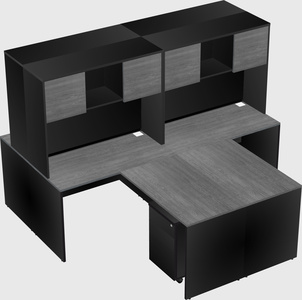 Quad l-shaped office desks