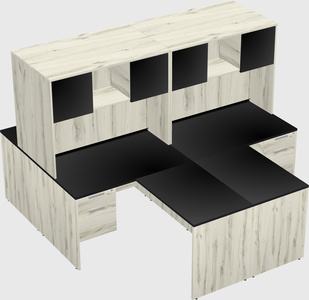 Quad l-shaped office desks