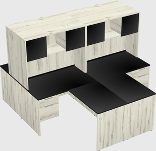 Quad l-shaped office desks