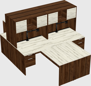 Quad l-shaped office desks