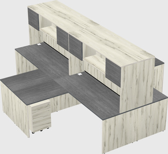 Quad l-shaped office desks