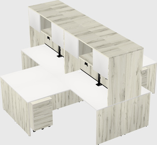 Quad l-shaped office desks