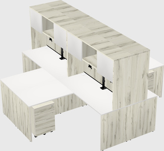 Quad l-shaped office desks