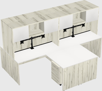 Quad l-shaped office desks