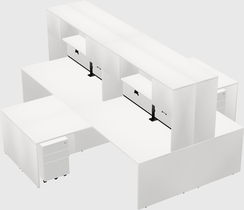 Quad l-shaped office desks