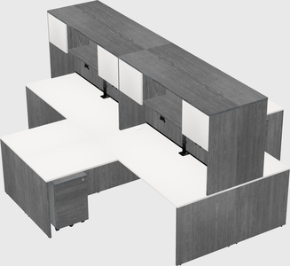 Quad l-shaped office desks