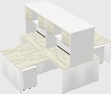 Quad l-shaped office desks