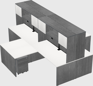 Quad l-shaped office desks
