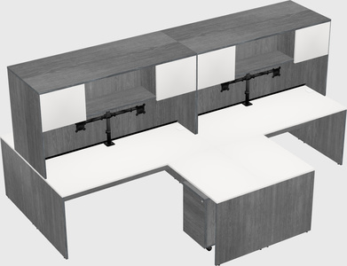 Quad l-shaped office desks