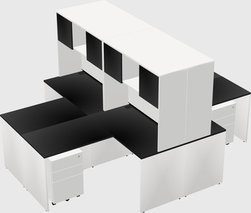 Quad l-shaped office desks
