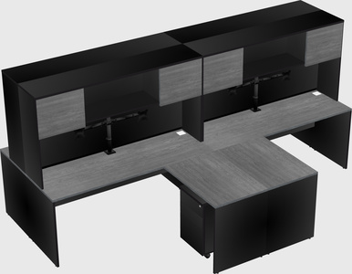 Quad l-shaped office desks