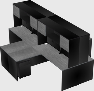 Quad l-shaped office desks