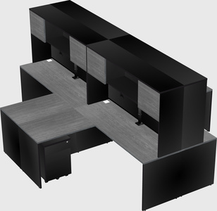 Quad l-shaped office desks