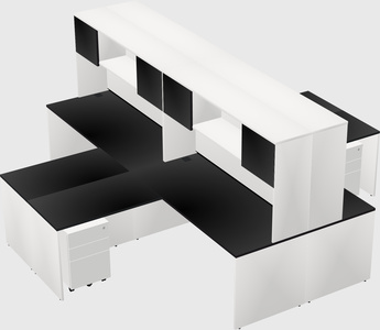 Quad l-shaped office desks