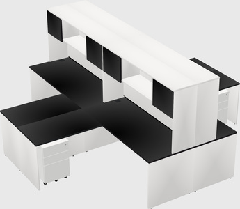 Quad l-shaped office desks