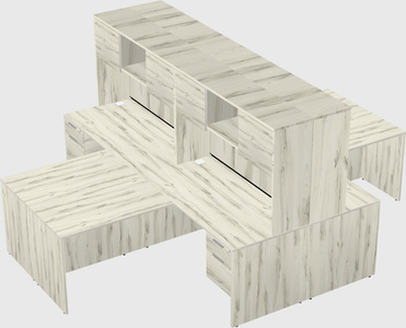Quad l-shaped office desks
