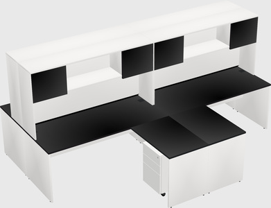 Quad l-shaped office desks