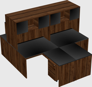 Quad l-shaped office desks