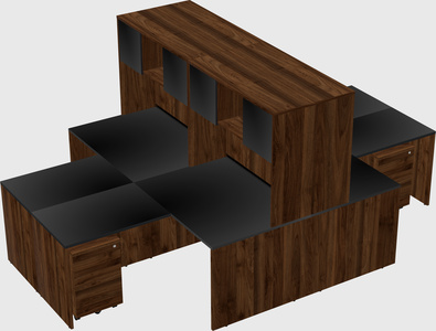 Quad l-shaped office desks
