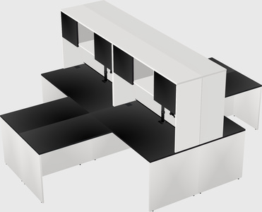 Quad l-shaped office desks