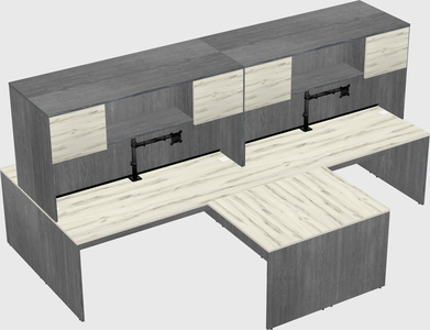 Quad l-shaped office desks