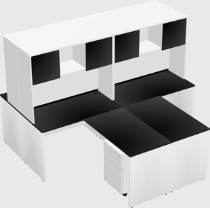 Quad l-shaped office desks