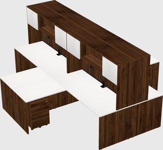 Quad l-shaped office desks