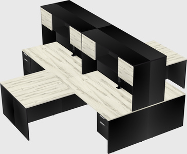 Quad l-shaped office desks