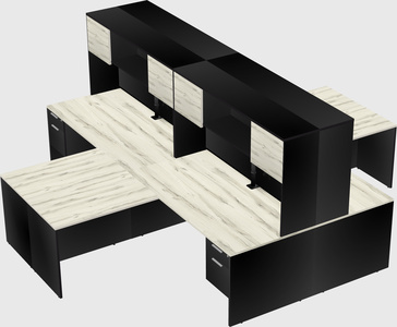 Quad l-shaped office desks