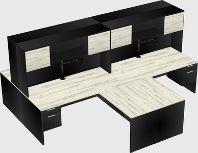 Quad l-shaped office desks