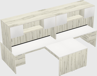 Quad l-shaped office desks