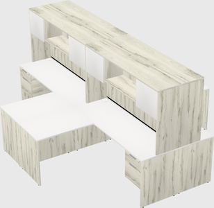 Quad l-shaped office desks