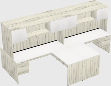 Quad l-shaped office desks