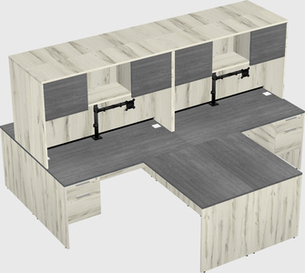 Quad l-shaped office desks