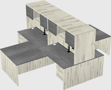 Quad l-shaped office desks