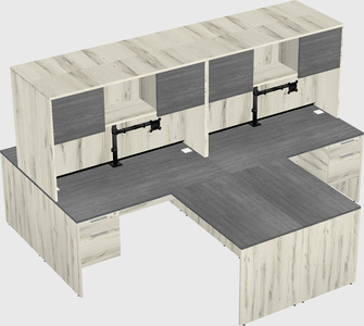 Quad l-shaped office desks