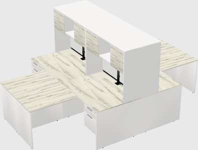 Quad l-shaped office desks