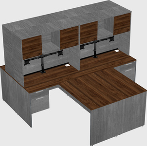 Quad l-shaped office desks