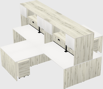 Quad l-shaped office desks