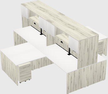 Quad l-shaped office desks