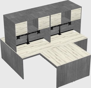 Quad l-shaped office desks
