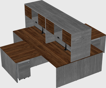 Quad l-shaped office desks