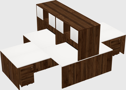 Quad l-shaped office desks