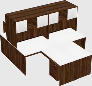 Quad l-shaped office desks