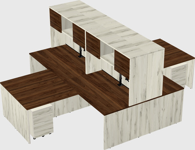 Quad l-shaped office desks