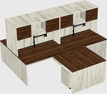 Quad l-shaped office desks