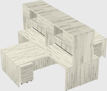 Quad l-shaped office desks