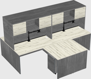 Quad l-shaped office desks