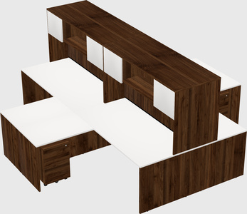 Quad l-shaped office desks