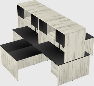 Quad l-shaped office desks